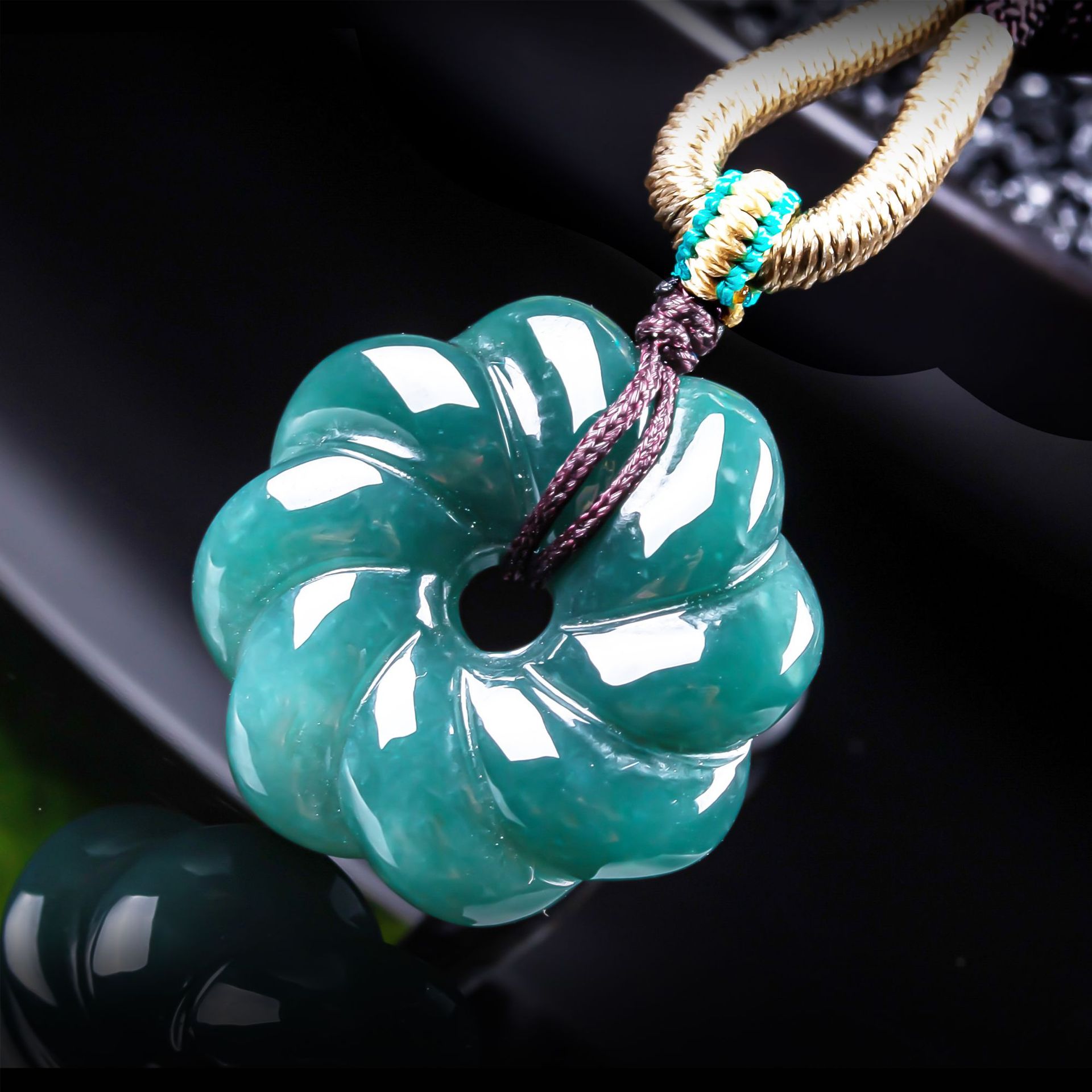 Women Accessories Products - Natural Burmese Jadeite Flower Pendant Necklace