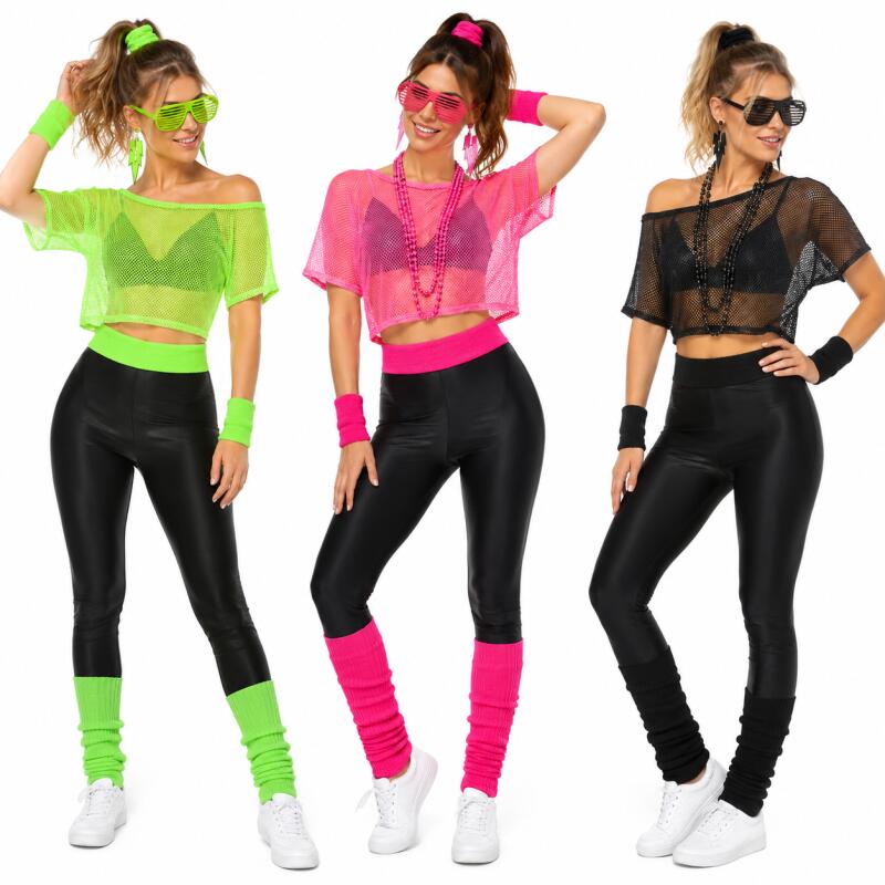 Women Accessories Kit - 80s Hippie Disco Outfit Set Neon