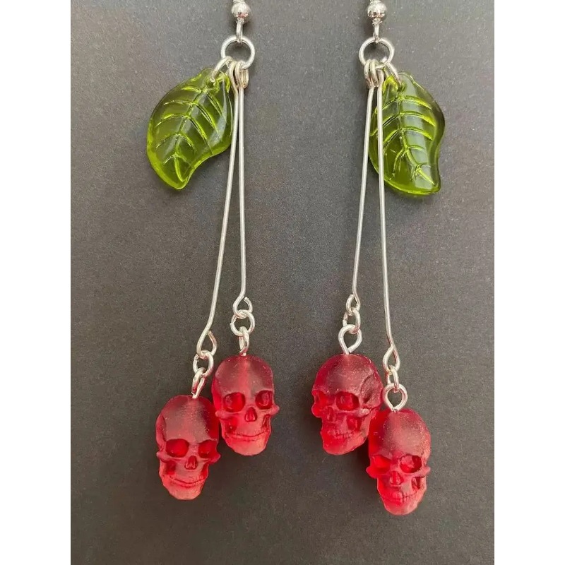 Gothic Skull Cherry Earrings f - огляд і ціна Women'S Vampire Accessories
