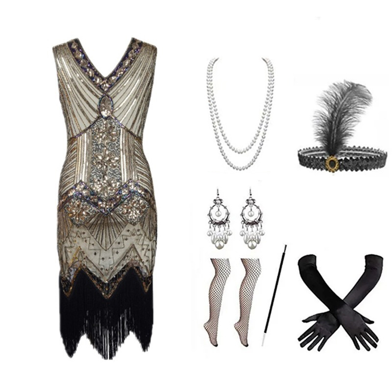 Women 1920s Flapper Dress Set  - огляд і ціна Women Accessories Kit
