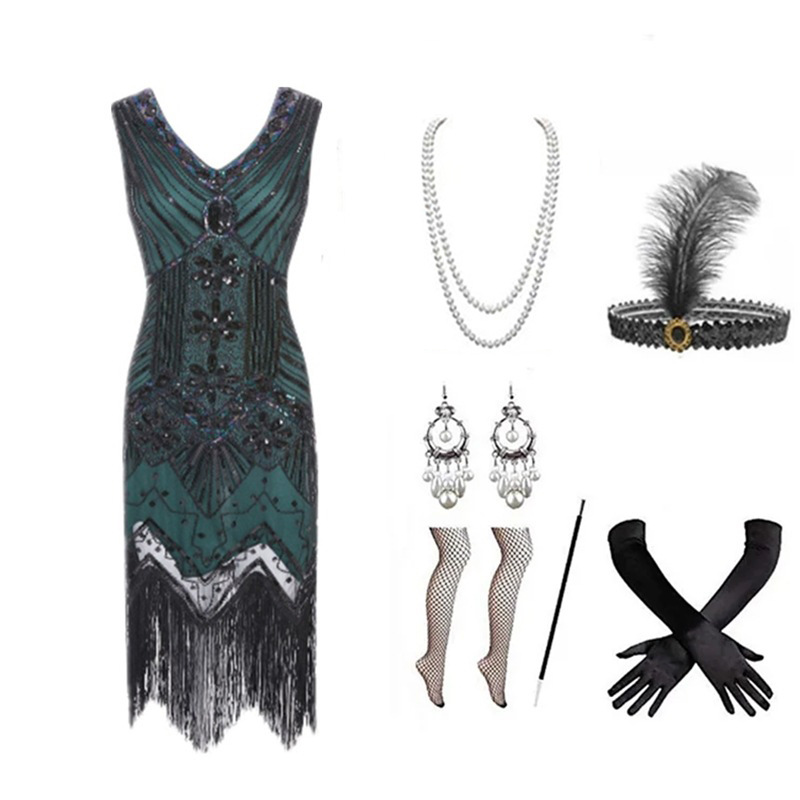 Women 1920s Flapper Dress Set  - огляд і ціна Women Accessories Kit